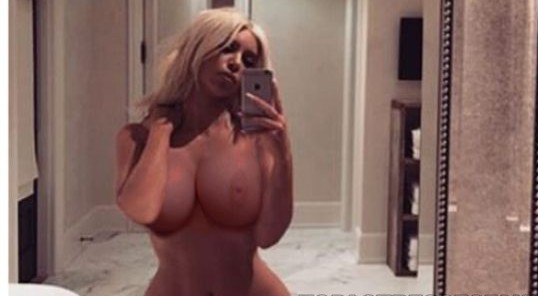 Kim Kardashian Naked Selfie Posted On Twitter Showing Big Tits Real
