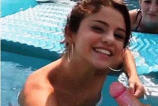 Selena Gomez Blowjob In Pool Very Sexy Gif